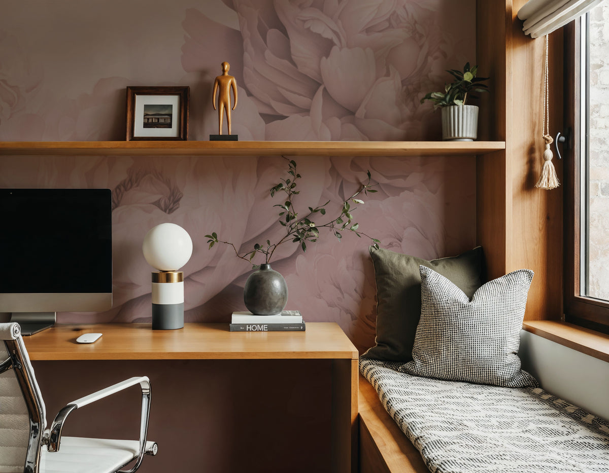 Transcendent Peony, China Rose Mural Wallpaper - room preview 05
