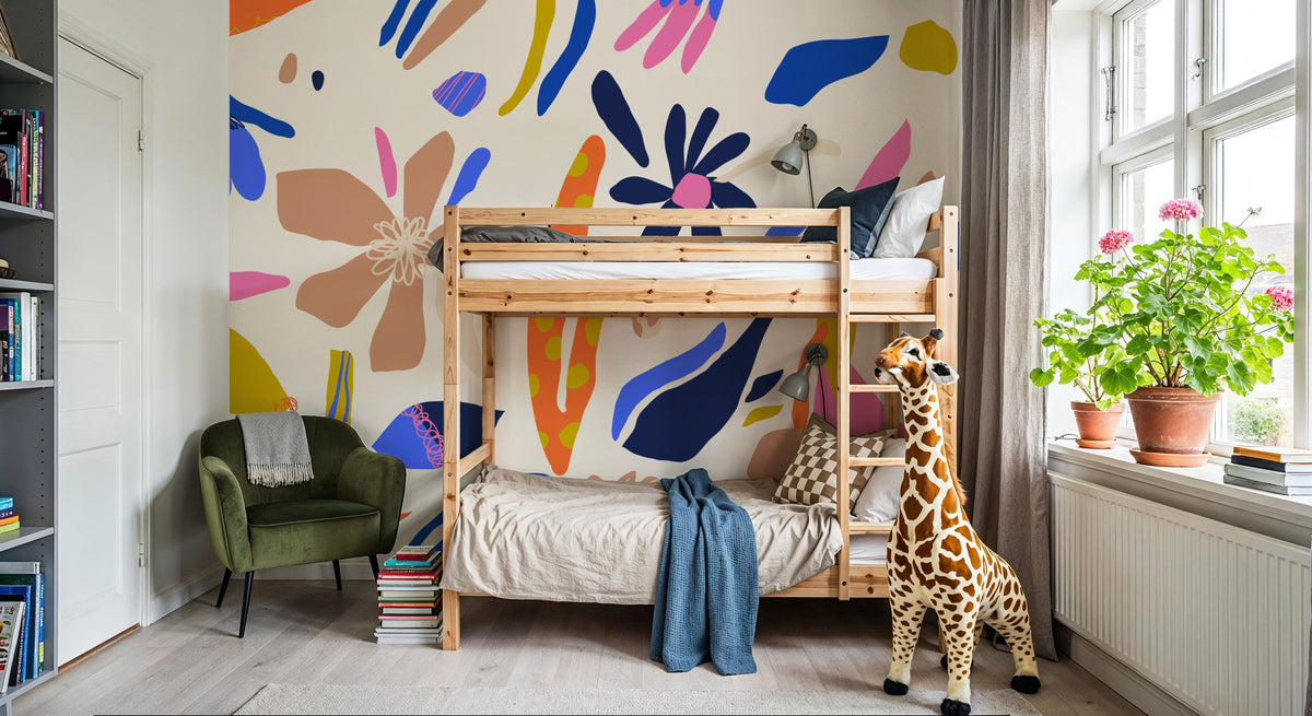 Fun Doodle Florals Mural Wallpaper - room preview 05