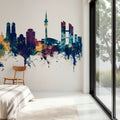 Munich Skyline Blue & Bronze Mural Wallpaper - room preview 05