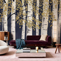 Fresh Forest Indigo Gold Mural Wallpaper - room preview 05