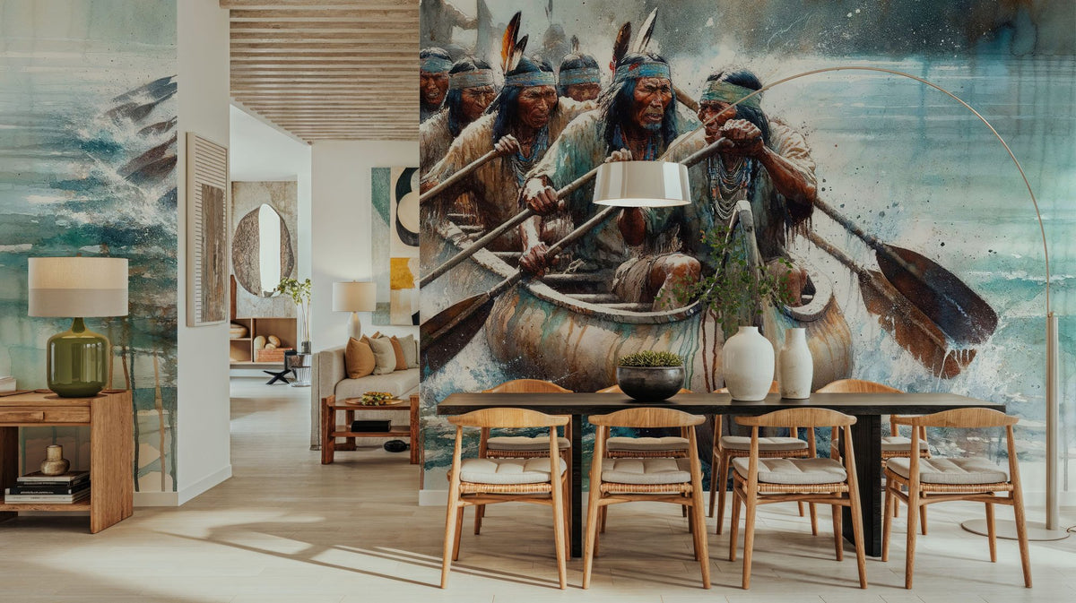 Canoes Calm River Mural Wallpaper - room preview 05