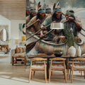 Canoes Calm River Mural Wallpaper - room preview 05