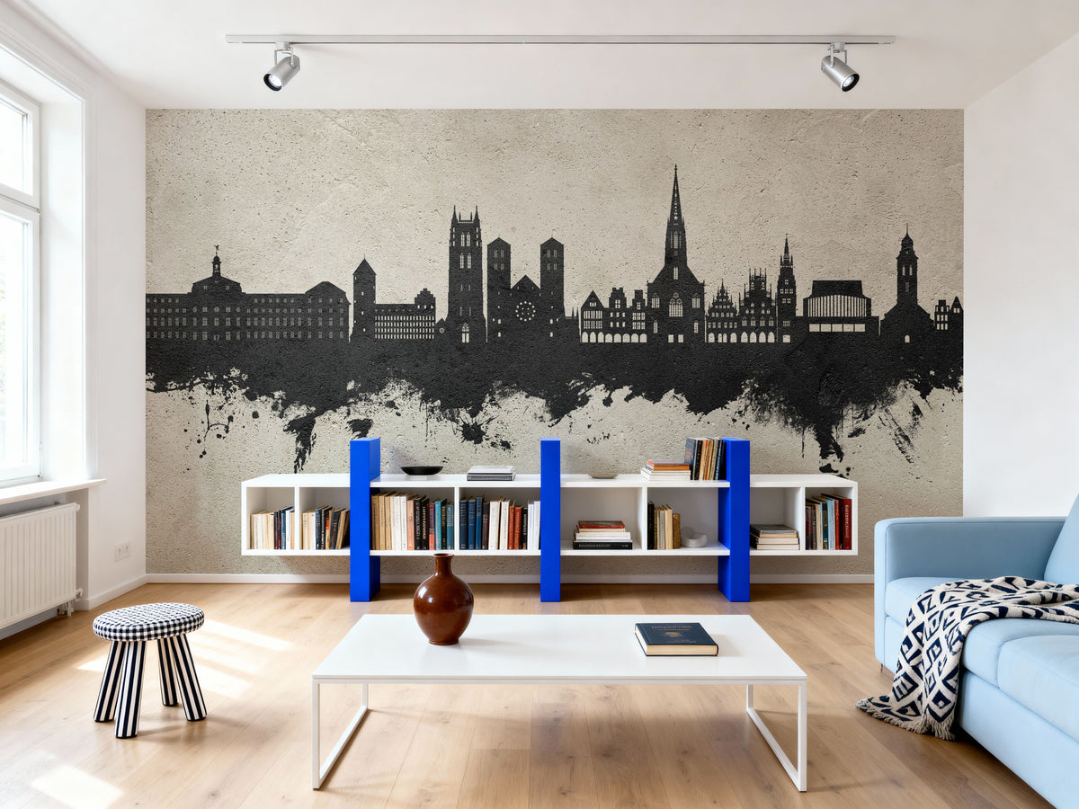 Münster Germany Skyline Concrete Mural Wallpaper - room preview 05