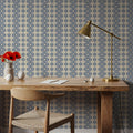 Nara Indigo Embroidery Mural Wallpaper - room preview 05