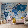 Nautical World Map Mural Wallpaper - room preview 05