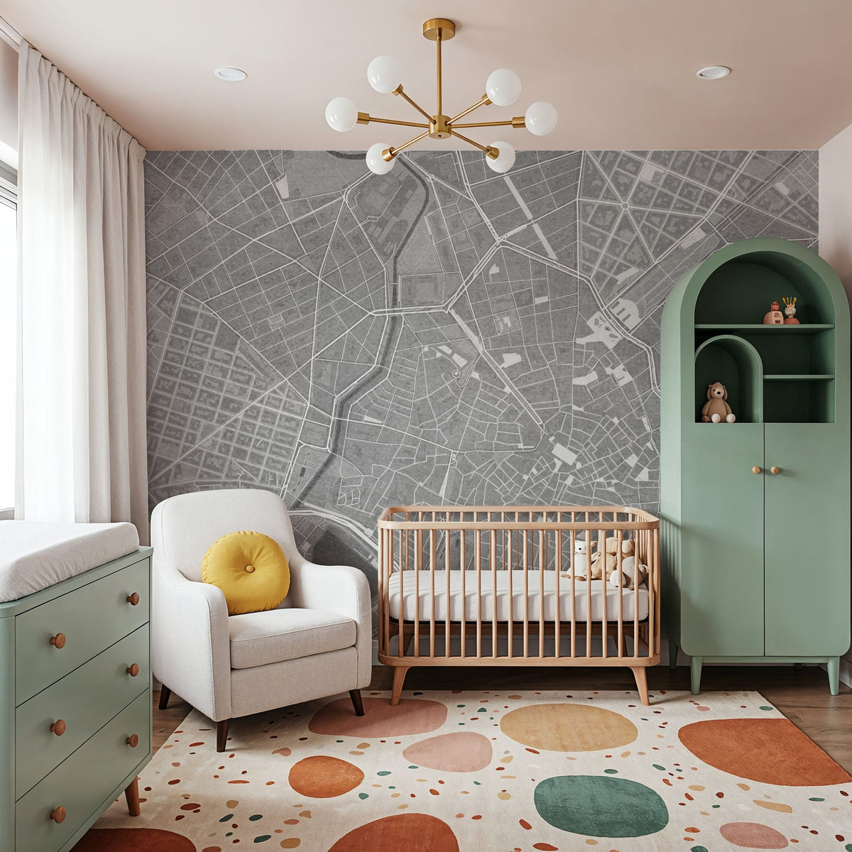 Palma De Mallorca City Grey Mural Wallpaper - room preview 05