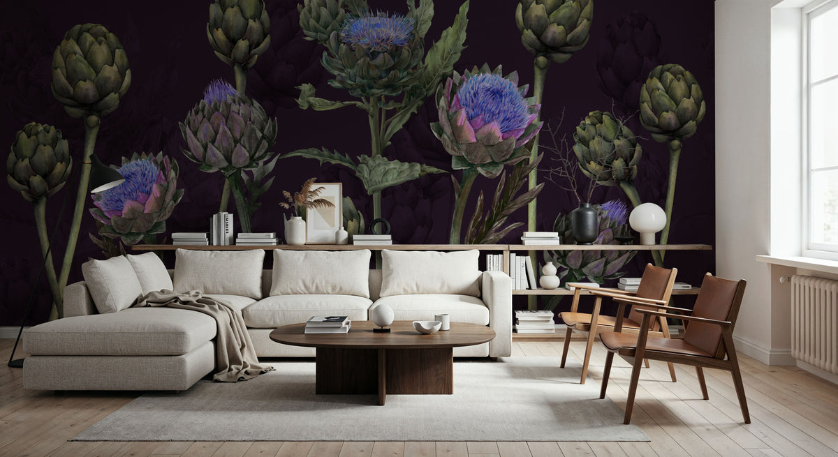 Artichoke Blooms, Midnight Mural Wallpaper - room preview 05