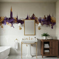 St Petersbug Russia Skyline Purple & Gold Mural Wallpaper - room preview 05
