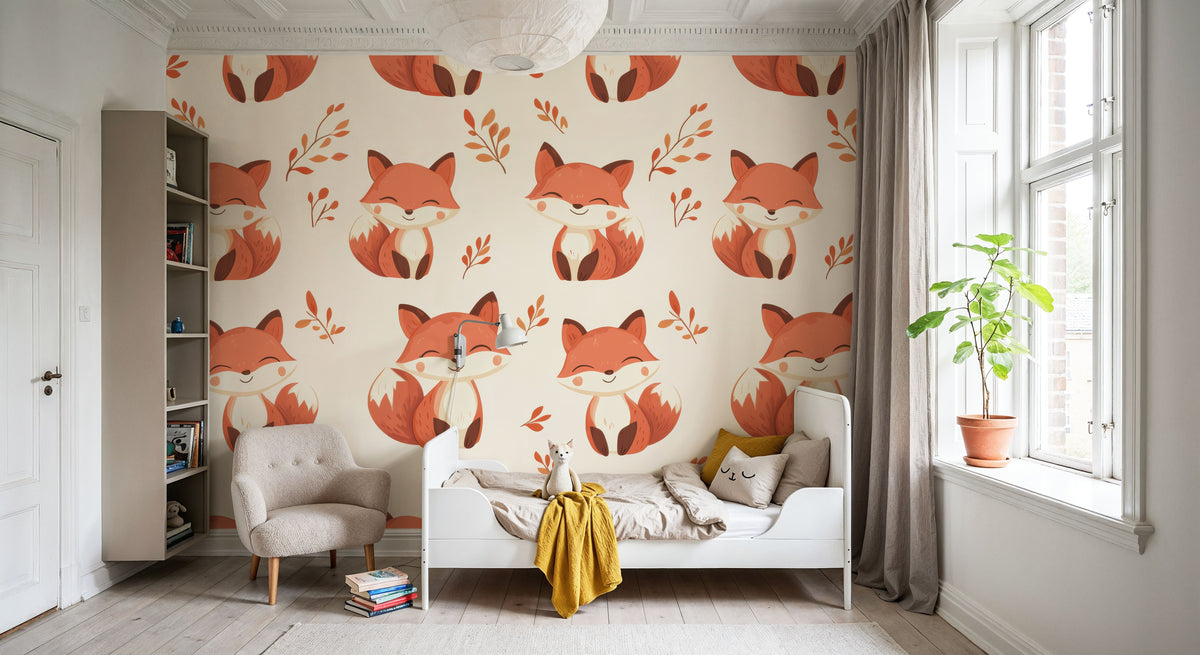 Smiling Foxes Mural Wallpaper - room preview 05