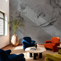 Transcendent Peony, Graphite Mural Wallpaper - room preview 05
