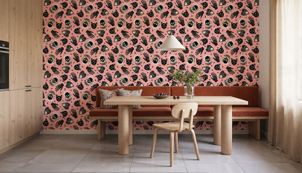 Symbolic Halloween Pink Mural Wallpaper - room preview 05