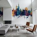 Halberstadt Germany Skyline Blue & Bronze Mural Wallpaper - room preview 05