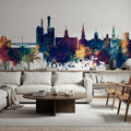 Iowa City Skyline Blu & Bronze Mural Wallpaper - room preview 05