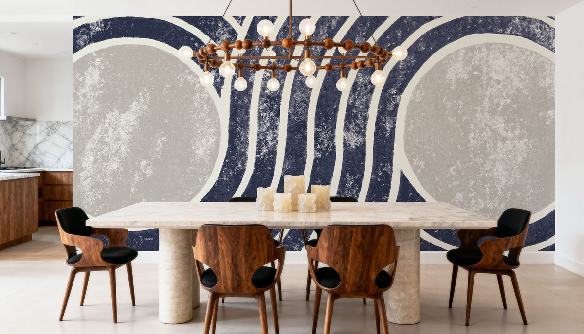Over the Rainbow II Navy Gray Mural Wallpaper - room preview 05
