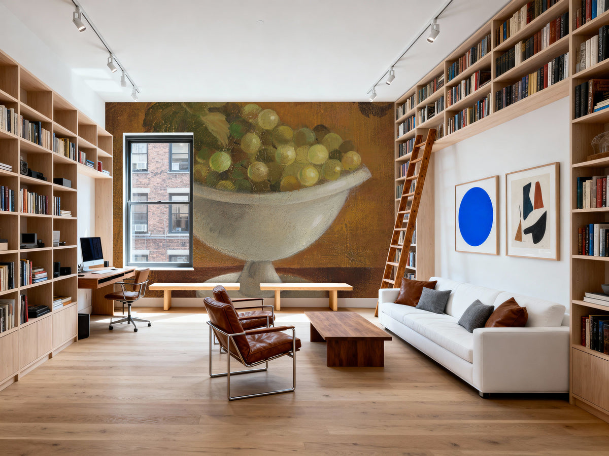 Grapes in Old Bowl Mural Wallpaper - room preview 05