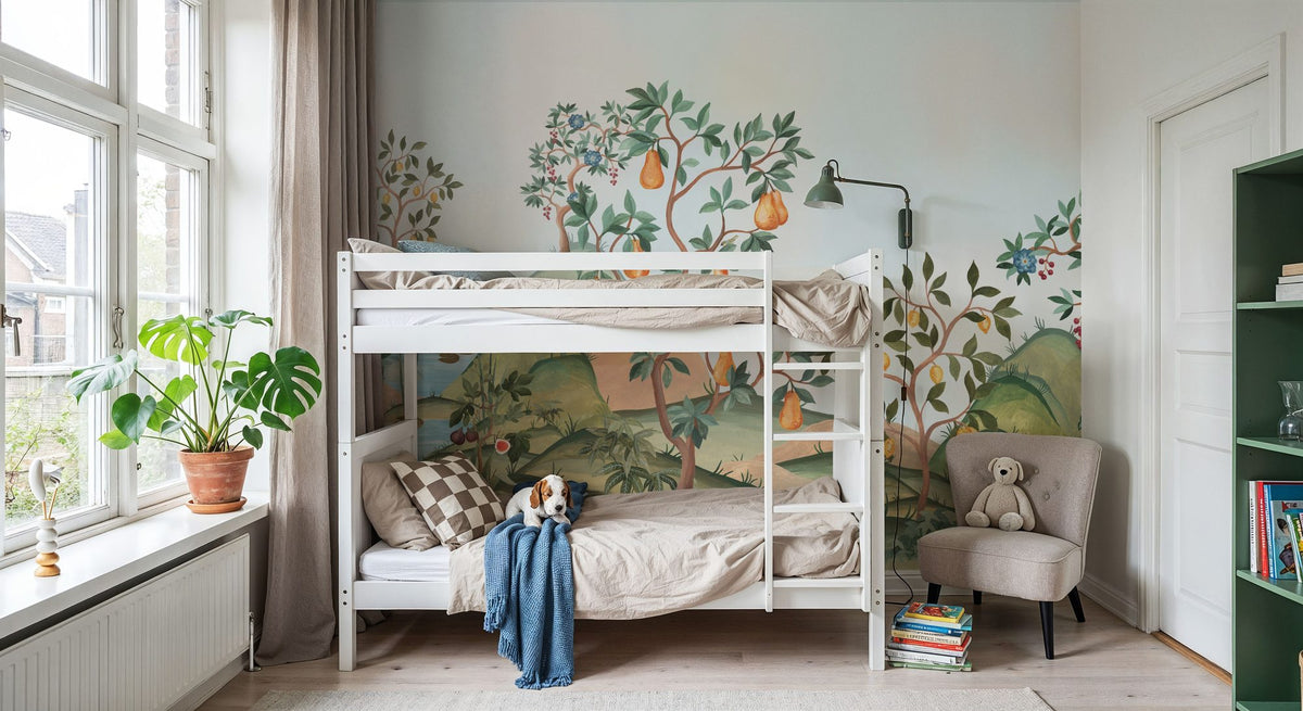 Orchard Reverie (no Animals), Sky Blue Mural Wallpaper - room preview 05