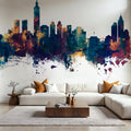 Taipei Taiwan Skyline Blue & Bronze Mural Wallpaper - room preview 05