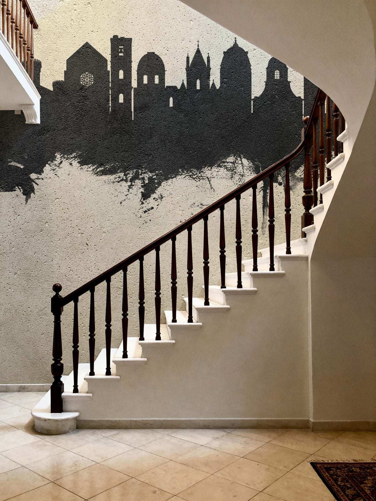 Naples Italy Skyline Concrete Mural Wallpaper - room preview 05