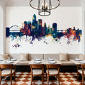 Des Moines Iowa Skyline Blue & Bronze Mural Wallpaper - room preview 05