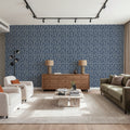 Hedge in Bloom, Indigo Blue Mural Wallpaper - room preview 05
