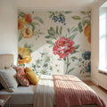 Floral Solitude White Mural Wallpaper - room preview 05