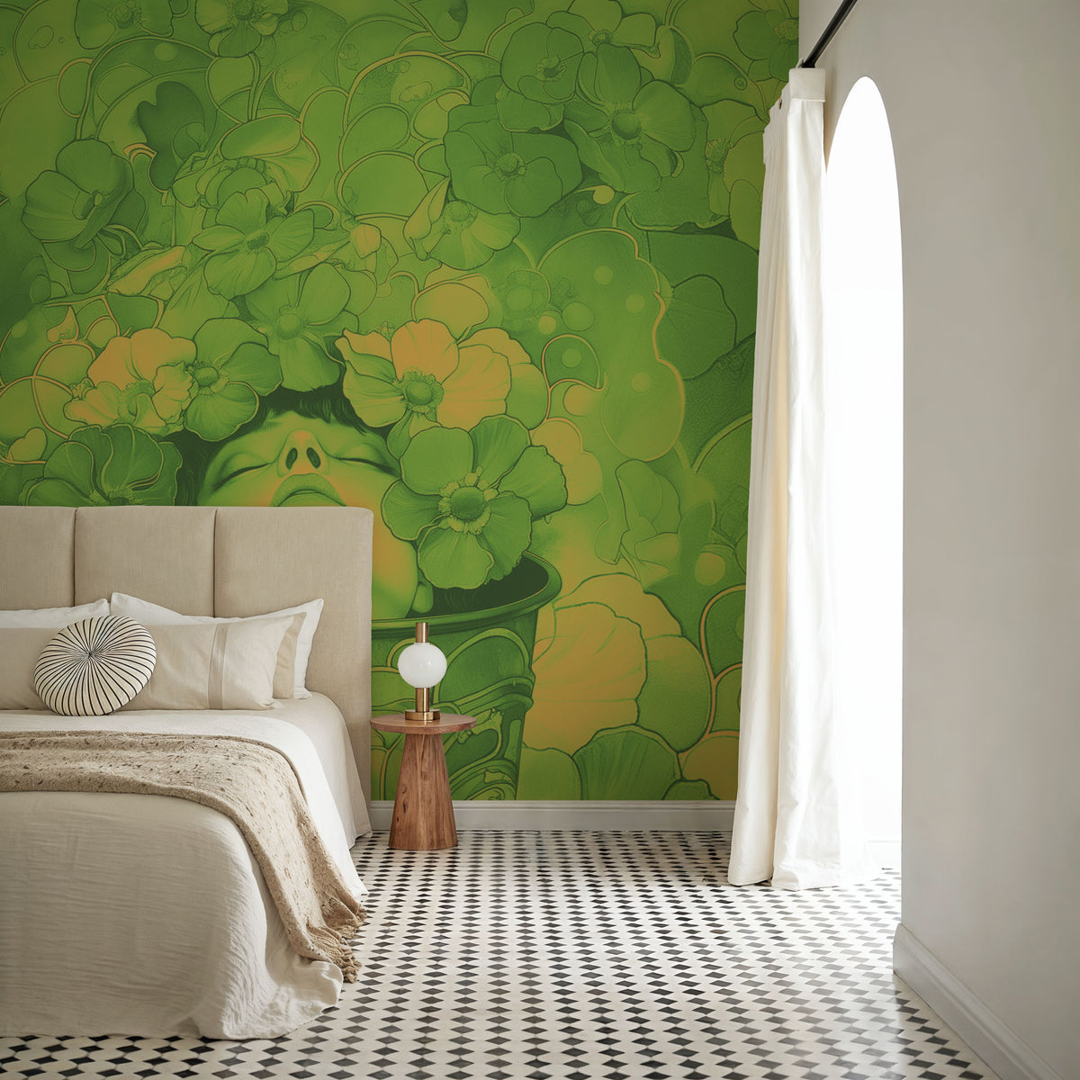 The Bucket of List Green Orange Mural Wallpaper - room preview 05