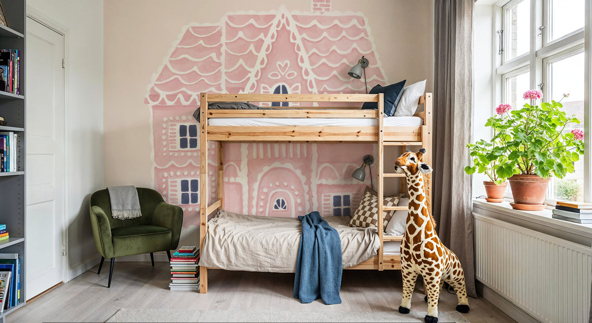 Gingerbread Dream House I Pink Mural Wallpaper - room preview 05