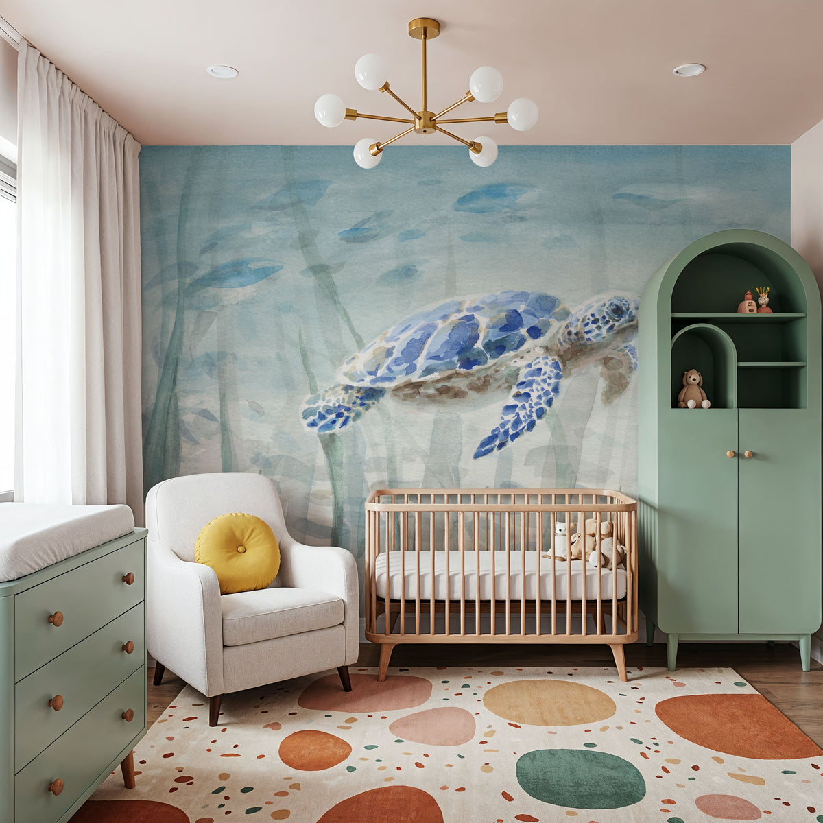 Undersea Turtle Mural Wallpaper - room preview 05