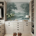 Riverbank Oak Landscape, Forest Green Mural Wallpaper - room preview 05