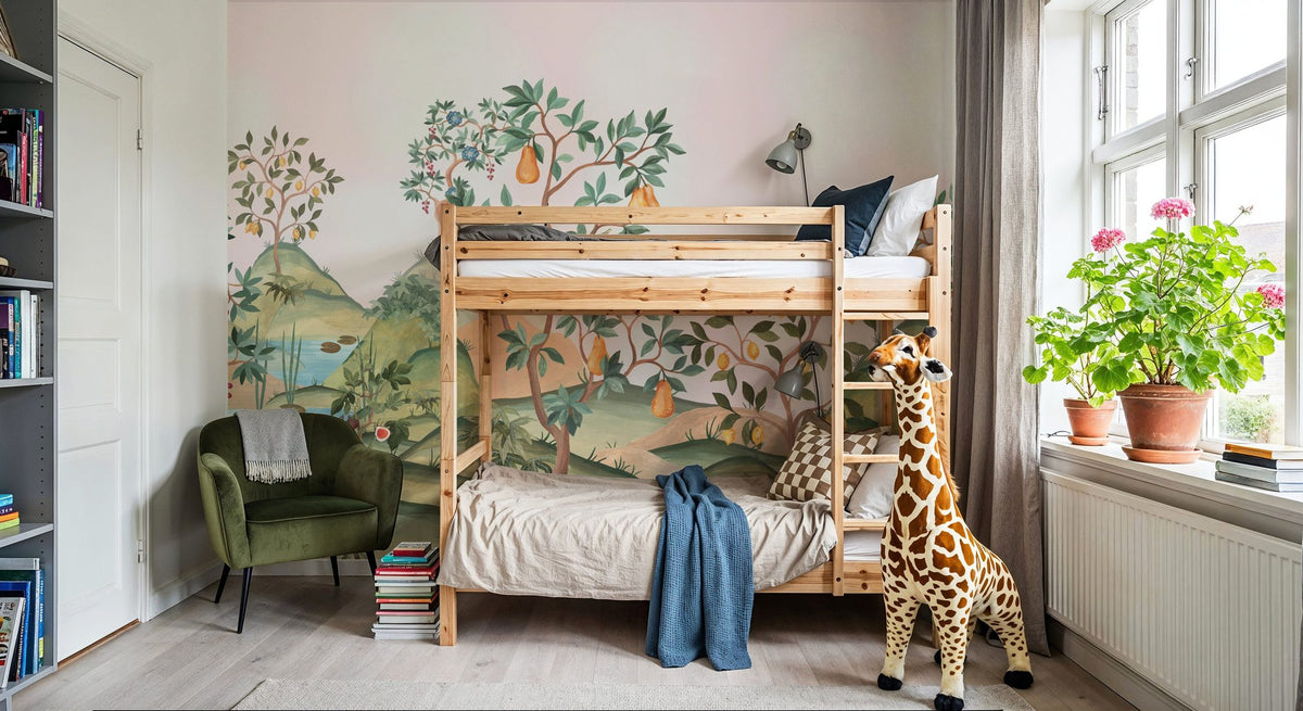 Orchard Reverie (no Animals), Soft Pink Mural Wallpaper - room preview 05