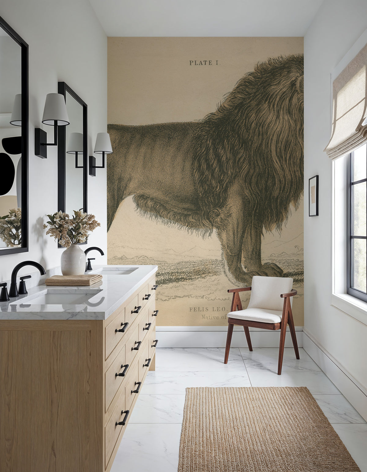 Vintage Lion Mural Wallpaper - room preview 05