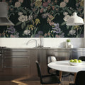 Floral Gaze, Dark Green Mural Wallpaper - room preview 05