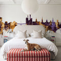 Iowa City Skyline Purple & Gold Mural Wallpaper - room preview 05