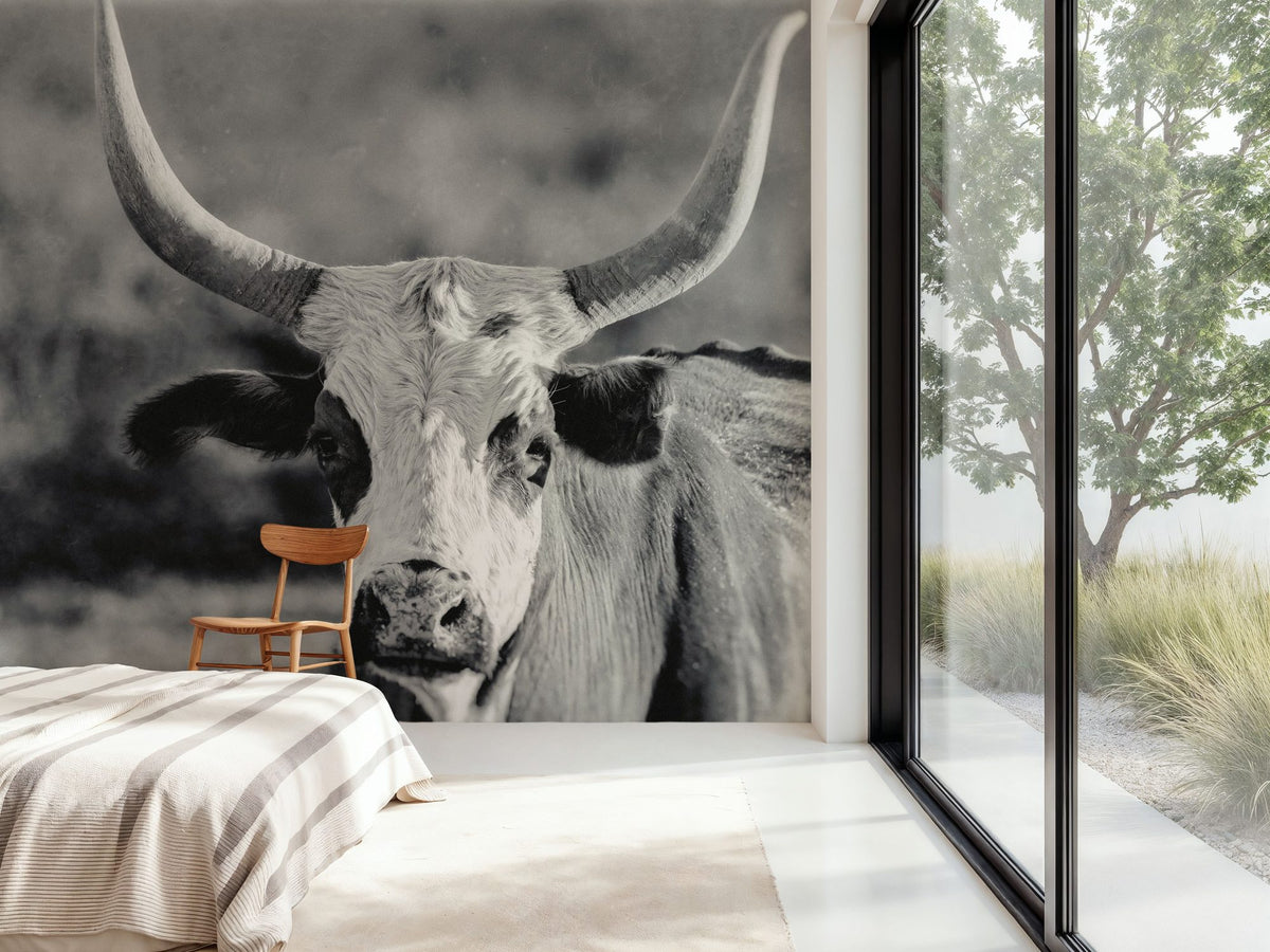 High Desert Herd BW Mural Wallpaper - room preview 05