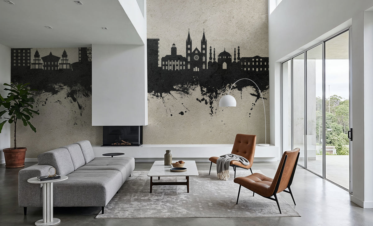 Paramaribo Suriname Skyline Concrete Mural Wallpaper - room preview 05