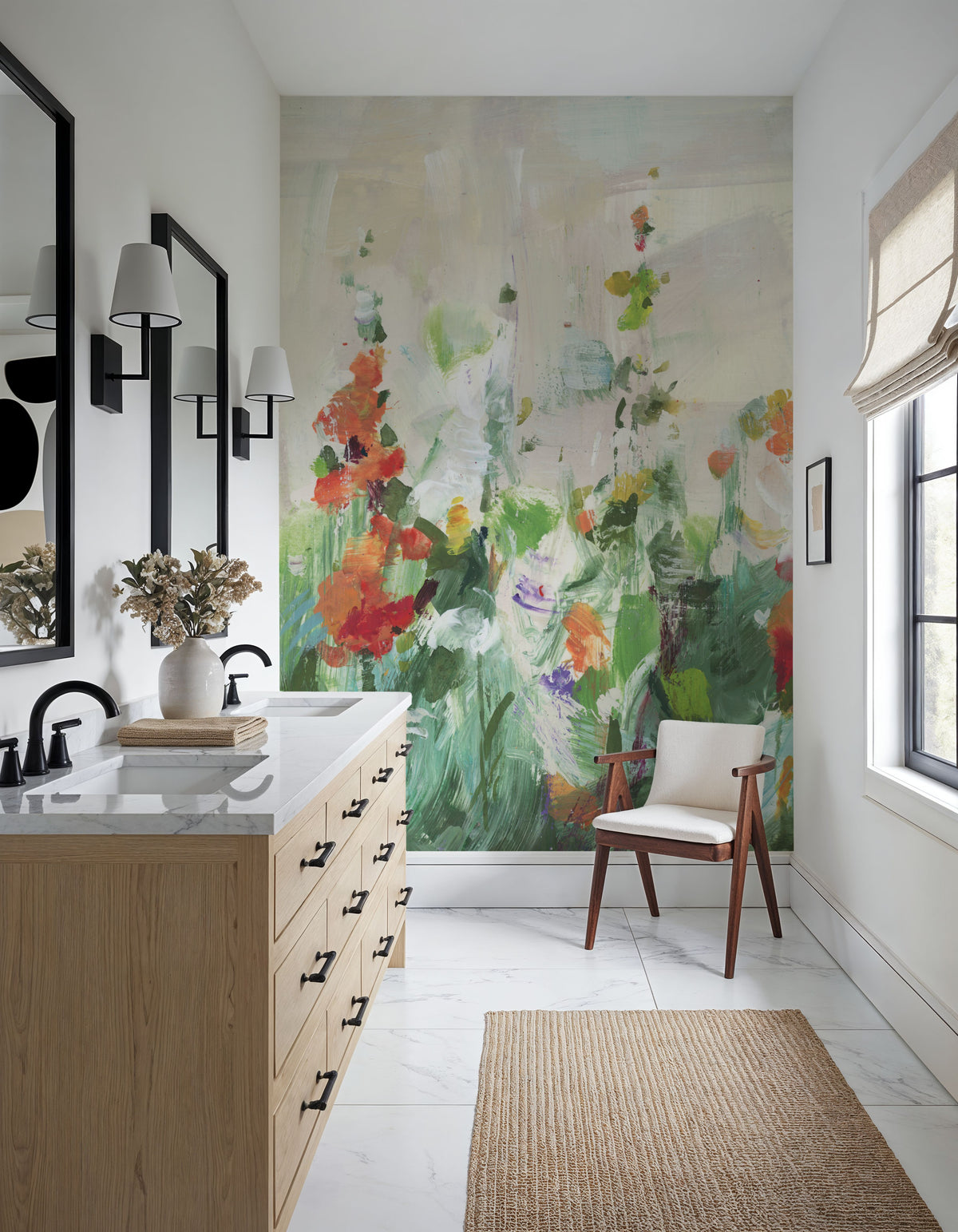 Row of Bright Flowers Mural Wallpaper - room preview 05