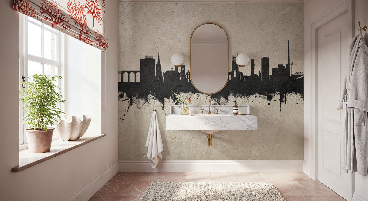 Huddersfield England Skyline Concrete Mural Wallpaper - room preview 05