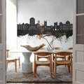 Poughkeepsie New York Skyline Black & White Mural Wallpaper - room preview 05