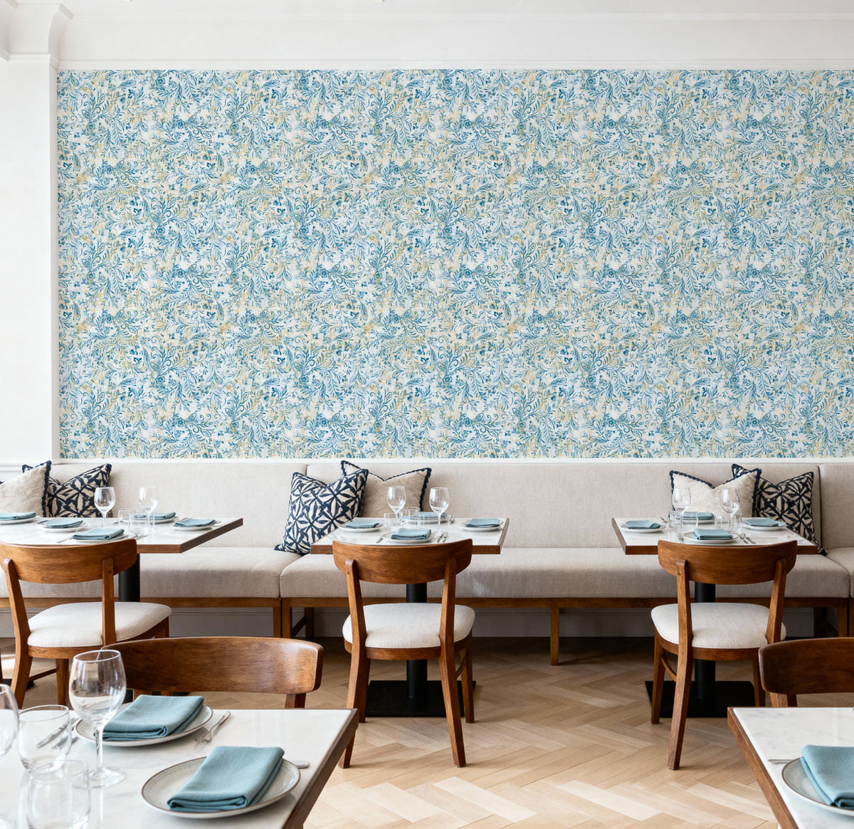 Rustic Flowers Blue Mural Wallpaper - room preview 05