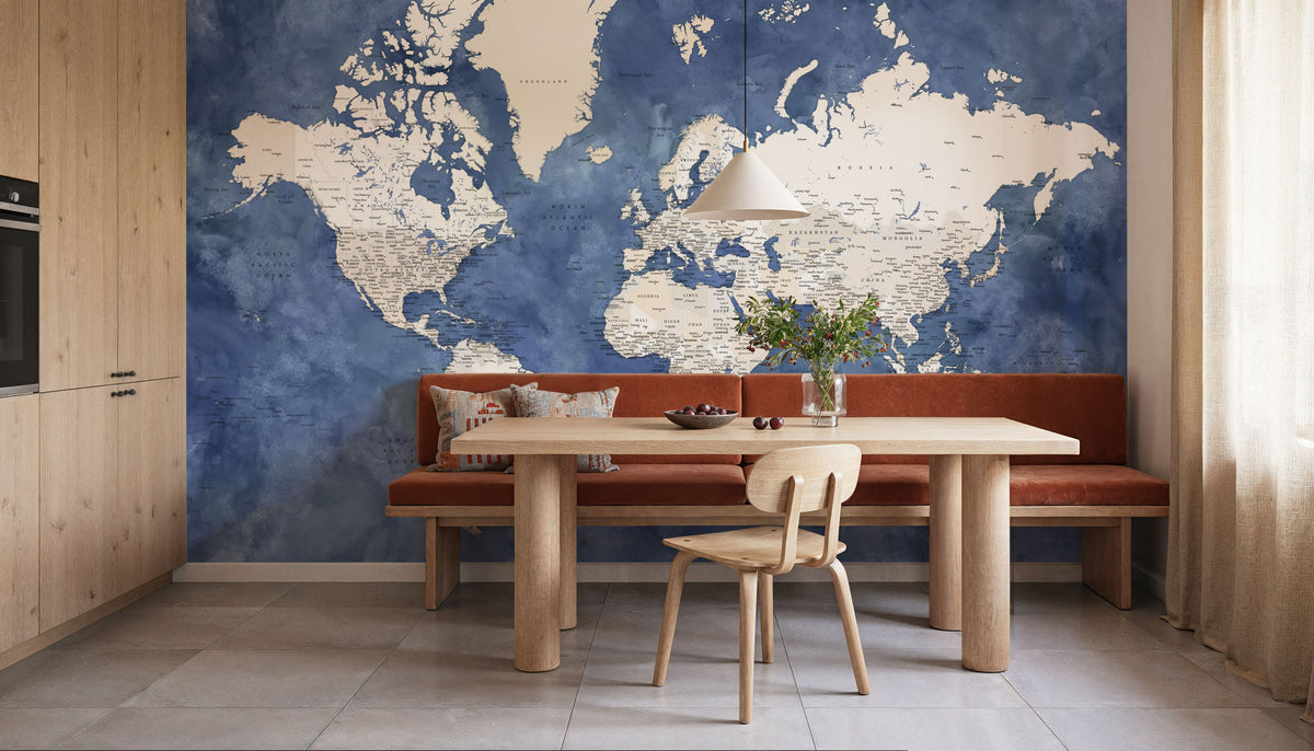 World Map Cities - Sabeen Mural Wallpaper - room preview 05