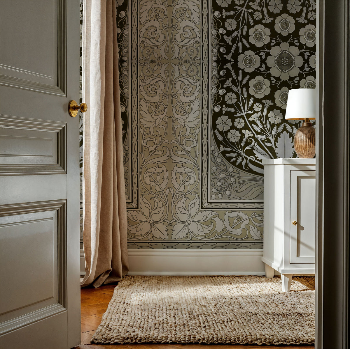 My Floral Dreams, Ecru Mural Wallpaper - room preview 05