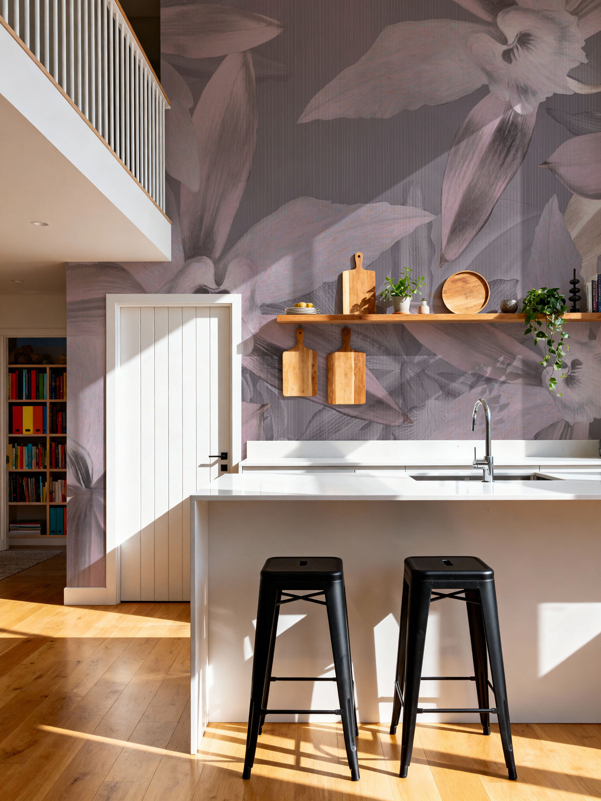 Big Orchids Purple Mural Wallpaper - room preview 05