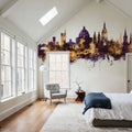 Oxford England Skyline Purple & Gold Mural Wallpaper - room preview 05