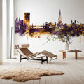 San Sebastian Spain Skyline Purple & Gold Mural Wallpaper - room preview 05