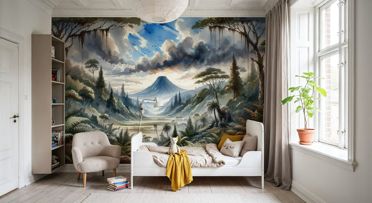 Lush Jungle Valley with Mountains Mural Wallpaper - room preview 05