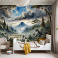 Lush Jungle Valley with Mountains Mural Wallpaper - room preview 05