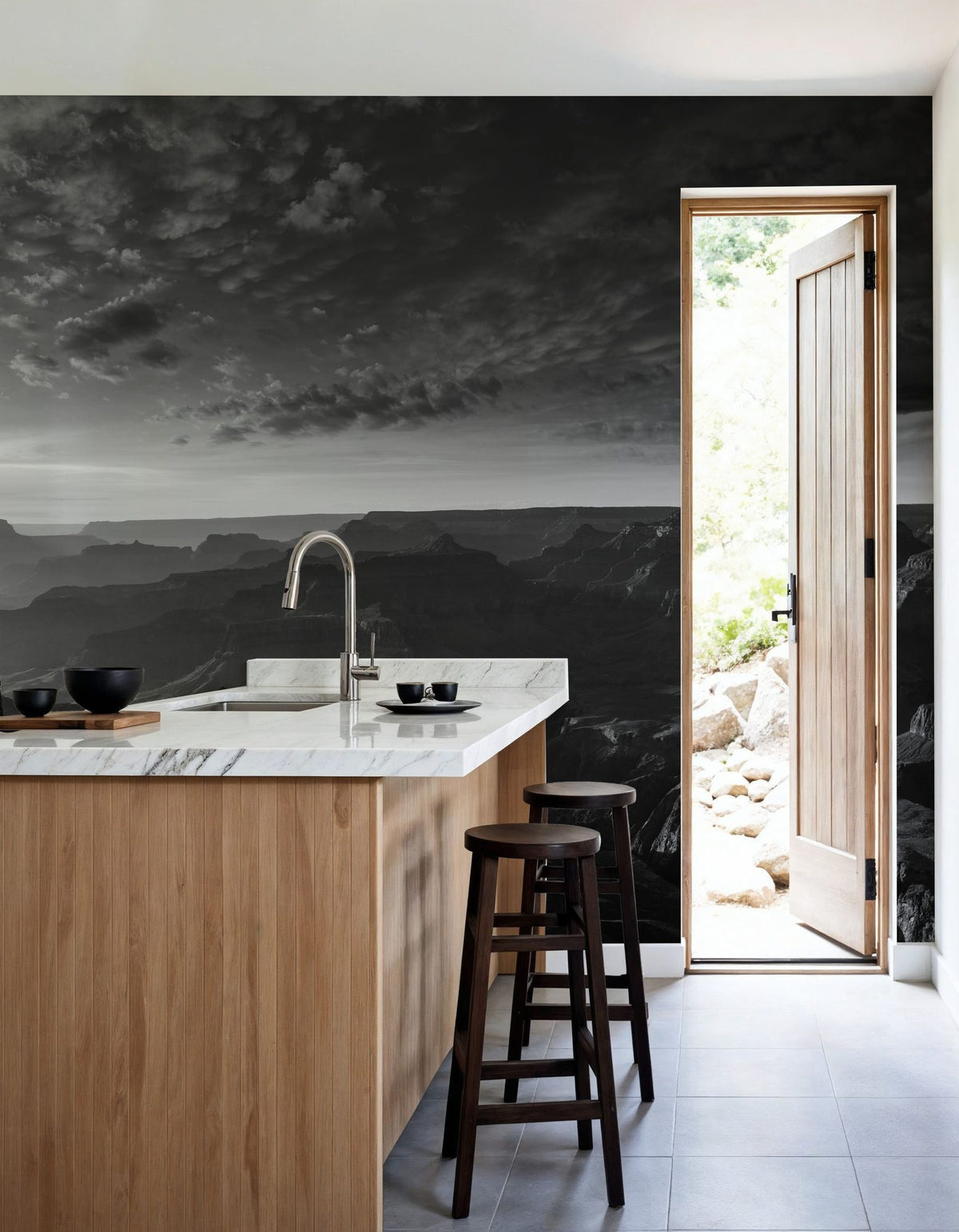 Grand Canyon Sunset BW Mural Wallpaper - room preview 05