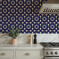 Nara Leaves on Indigo Mural Wallpaper - room preview 05