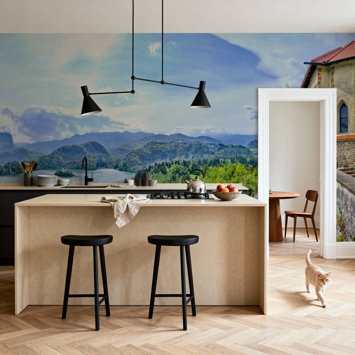 Cliffside Sanctuary Mural Wallpaper - room preview 05