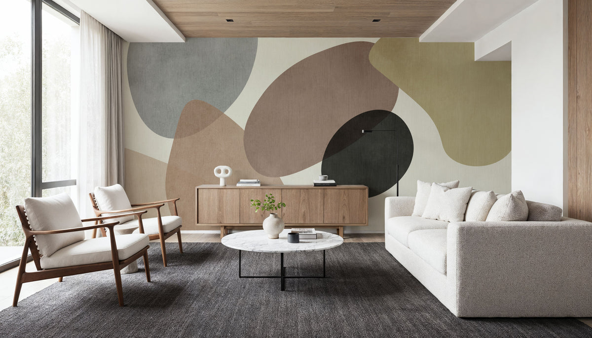 Lava Shapes, Beige Mural Wallpaper - room preview 05